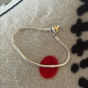 Pandora Silver Heart Clasp Bracelet with Snake Chain